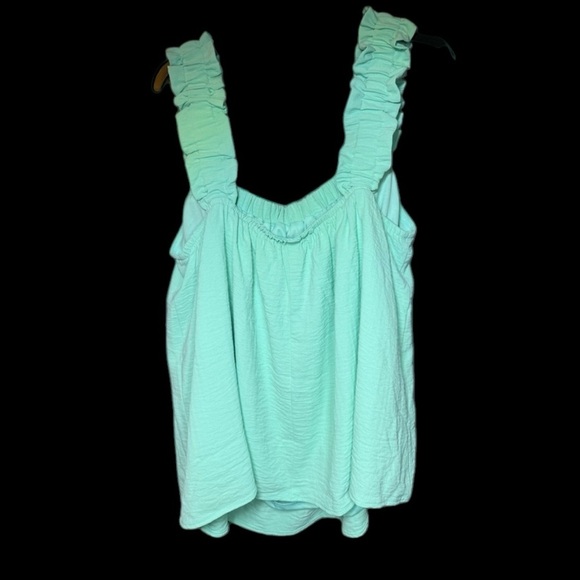 meritt Tops - Aqua‎ Summer tank with Ruffled straps- medium